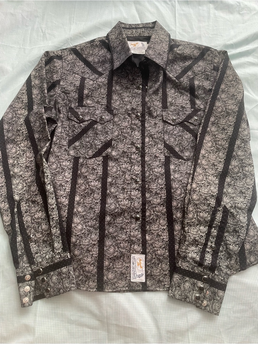 Panhandle Slim Black and Gray Floral Snap Western Shirt Jacket